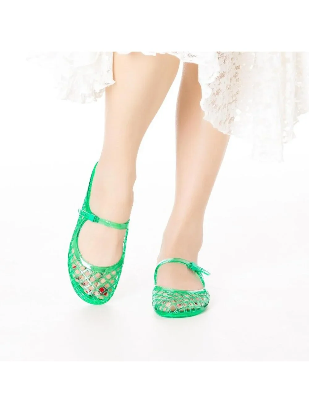 Women's Green Mary Jane Jelly Mule Flat Sandals Waterproof Beach Pool Comfort